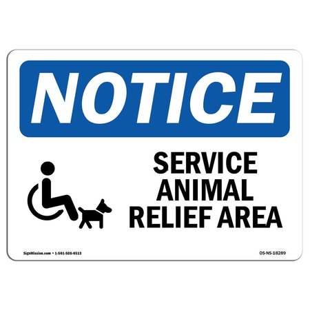 SIGNMISSION OSHA Notice Sign, 18" Height, Aluminum, Service Animal Relief Area Sign With Symbol, Landscape OS-NS-A-1824-L-18289